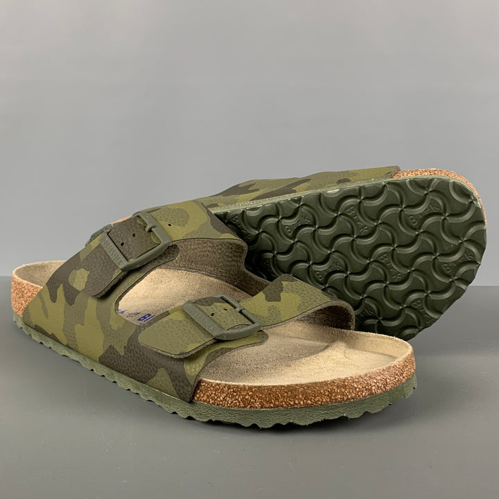 BIRKENSTOCK Size 11 Olive Camo Leather Sandals