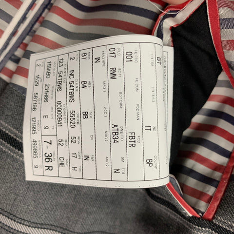 THOM BROWNE Taille 2 Veste courte à rayures en laine gris anthracite