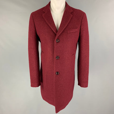 ALLESANDRO DELL' ACQUA Size 40 Burgundy Textured Wool Blend Coat