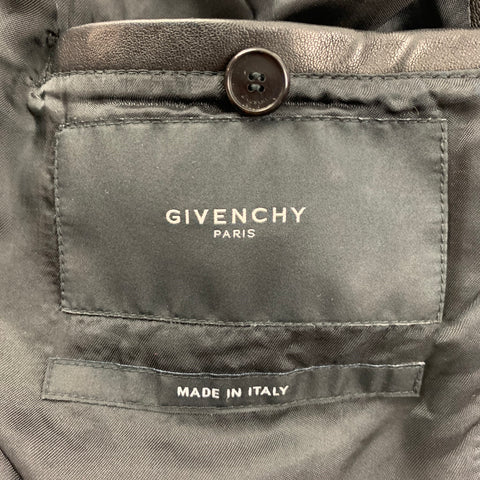 GIVENCHY Size XS Black Leather Hooded Zip Up Jacket