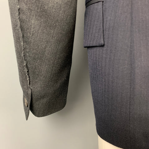 WOOSTER + LARDINI Taille 40 Manteau de sport en laine à tissus mélangés charbon et marine