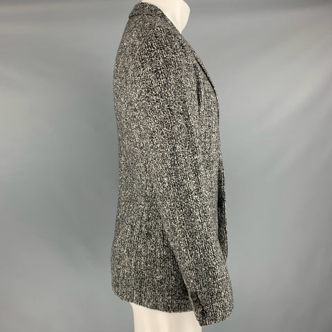 GIORGIO ARMANI Taille 40 Manteau de sport en mélange de laine chiné gris noir