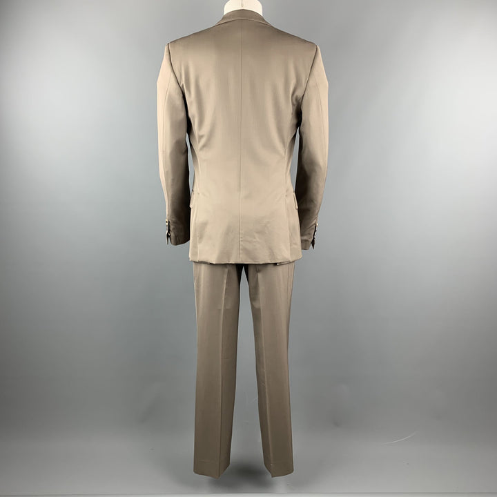 Vintage YVES SAINT LAURENT 42 Regular Taupe Wool Suit