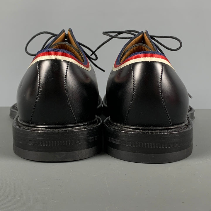 GUCCI Size 10 Black Leather Derby Lace Up Shoes