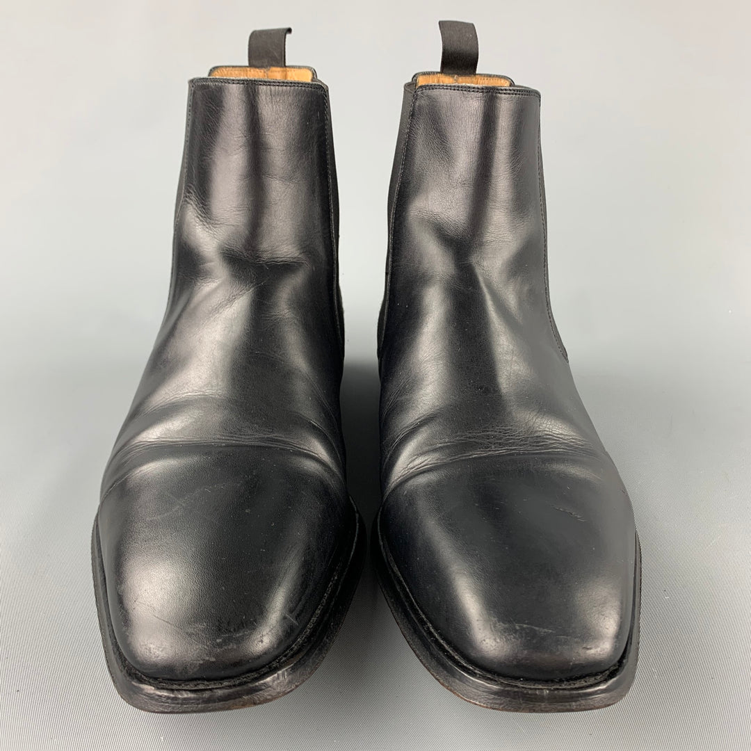 SAKS FITFH AVENUE par MAGNANNI Taille 10,5 Bottes à enfiler en cuir noir