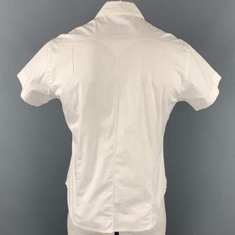 JOHN BARTLETT Size L White Cotton / Lyrca Western Short Sleeve Shirt