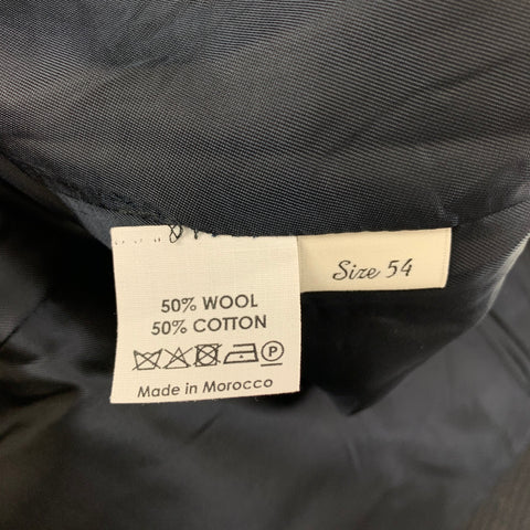 DRIES VAN NOTEN Size 44 Navy Brown Print Wool Cotton Notch Lapel Suit