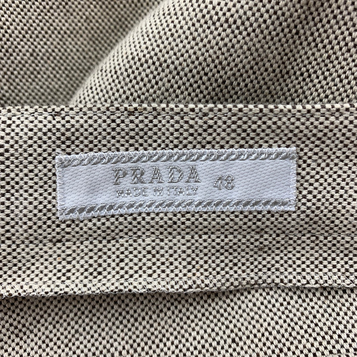 PRADA Size 32 Beige & Black Woven Cotton / Linen Belted Casual Pants