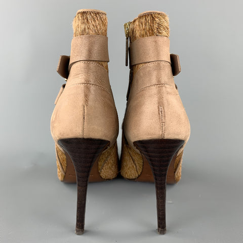 DONALD J PLINER Talla 7 Botines de cuero color canela