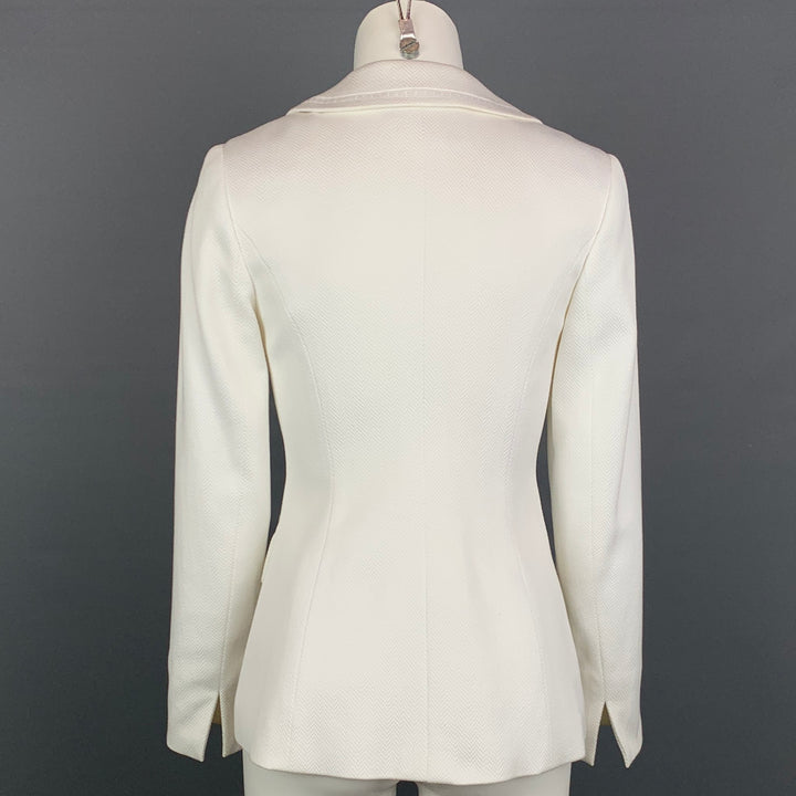 WORTH Size 0 White Textured Cotton Aysmmetrical Double Breasted Jacket