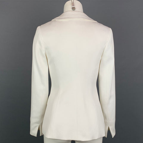 WORTH Chaqueta cruzada asimétrica de algodón texturizado blanco talla 0
