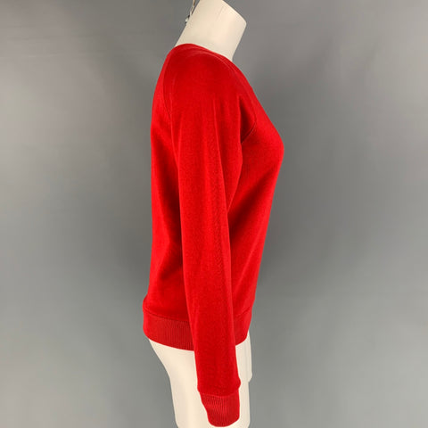 CELINE Size S Red Cotton Crew-Neck Pullover