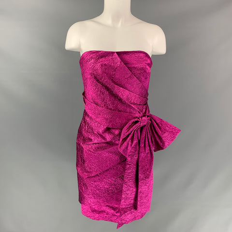 RONNY KOBO Size XS Fuchsia Polyamide Bend Wrinkled Strapless Dress