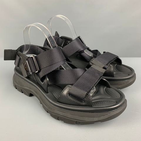 ALEXANDER MCQUEEN Size 9 Black Mixed Materials Polyamide Sandals