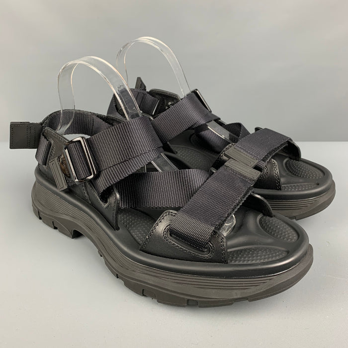 ALEXANDER MCQUEEN Size 9 Black Mixed Materials Polyamide Sandals