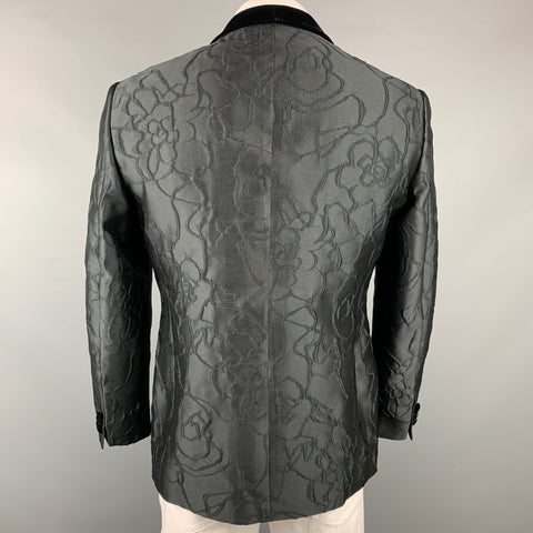 GIORGIO ARMANI Exclusive Edition Size 44 Regular Black Jacquard Polyester / Silk Sport Coat