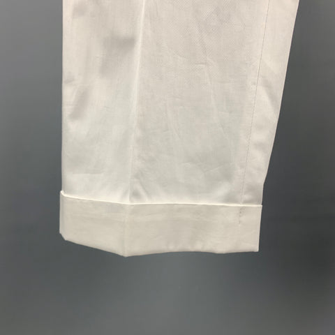 BRIONI Size 34 White Solid Cotton Zip Fly Dress Pants