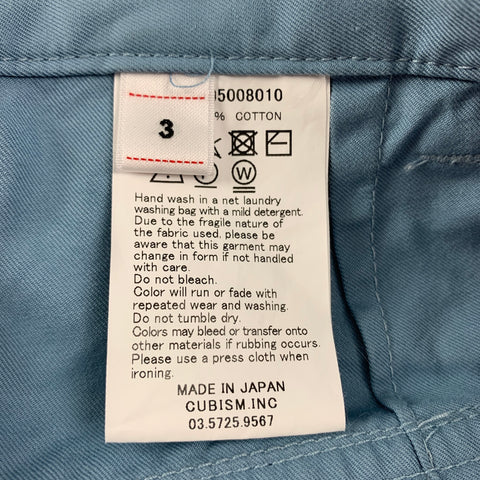 VISVIM Pantalón Carroll con cremallera y cremallera de algodón azul claro talla L