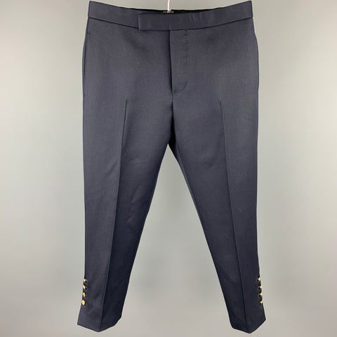 THOM BROWNE Size 30 Navy Cotton Button Fly Casual Pants