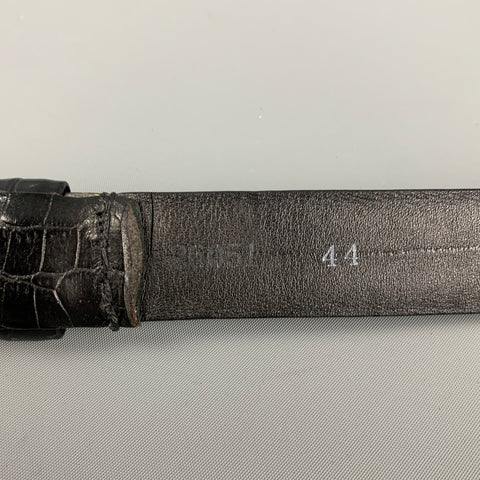 VINTAGE Size 44 Black Embossed Leather Belt