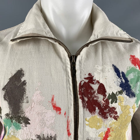 YVES SAINT LAURENT Taille 36 Veste Grise Multicolore Peinture Splatter