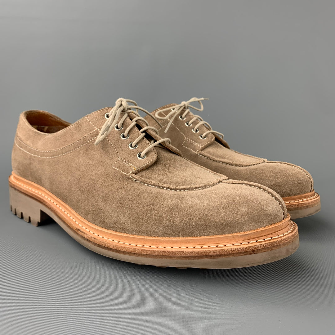 GRENSON Size 8 Sand Suede Split Toe Lace Up Shoes