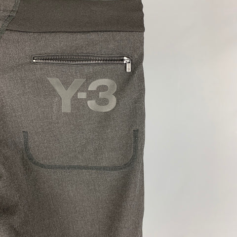 Y-3 Taille M Pantalon décontracté en mélange de polyester gris anthracite avec cordon de serrage