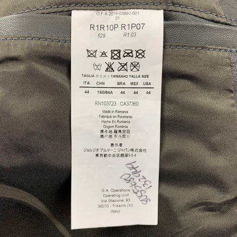 EMPORIO ARMANI Size 34 Grey Leather Biker Jacket