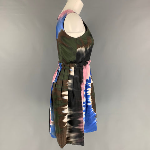 RODARTE Size 2 Multi-Color Silk Abstract Sleeveless Dress