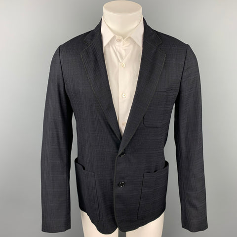 VIKTOR & ROLF Monsieur Size 38 Navy & Black Plaid Virgin Wool Sport Coat