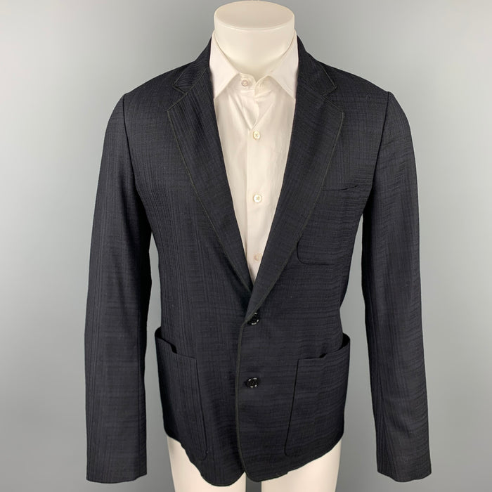 VIKTOR &amp; ROLF Monsieur Taille 38 Manteau de sport en laine vierge à carreaux bleu marine et noir