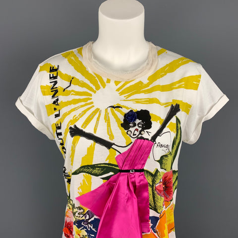 LANVIN Colección 2009 Talla S Camiseta de algodón con lentejuelas multicolor