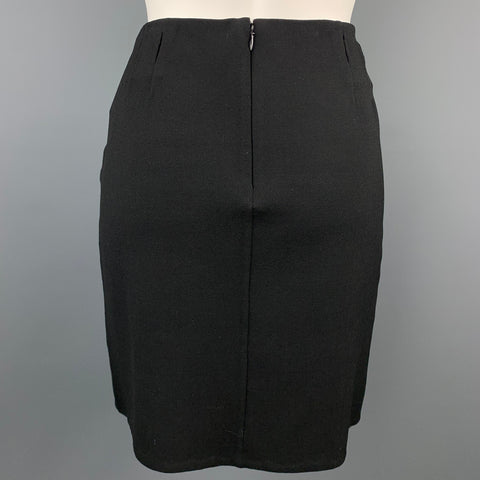 RALPH LAUREN COLLECTION Size 4 Black Twill Wool Blend Pencil Skirt