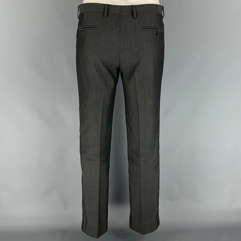 ETRO Size 42 Regular Gray & Charcoal Stripe Wool Notch Lapel Suit