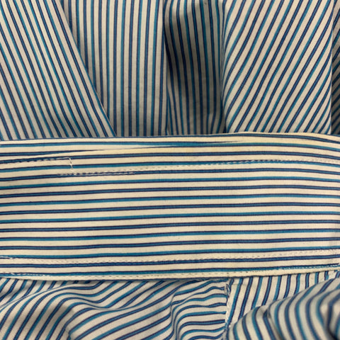 LANVIN Size M Blue White Stripe Cotton Button Up Long Sleeve Shirt