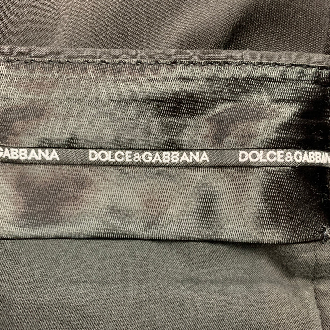 DOLCE & GABBANA Size 38 Black Wool Blend Tuxedo Dress Pants