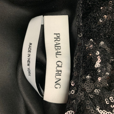 PRABAL GURUNG Size 0 Black Polyester Sequined Draped Dress Top