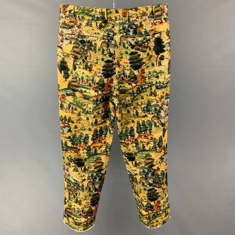 PRESIDENT's Size 30 Tan Olive Print Cotton Zip Fly Dress Pants