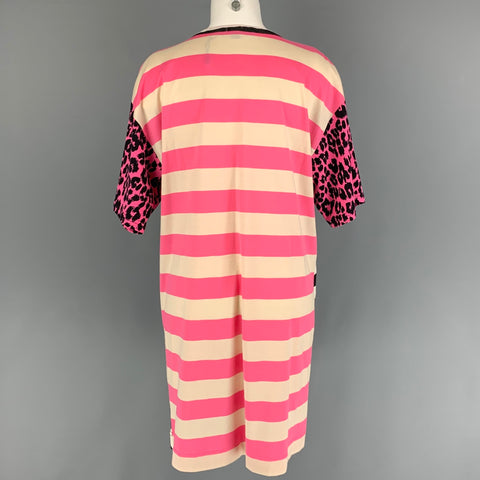 MARC JACOBS Size XS White Pink Black Animal Print T-shirt Dress