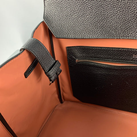 BALLY Black Pebble Grain Leather Top Handles Handbag