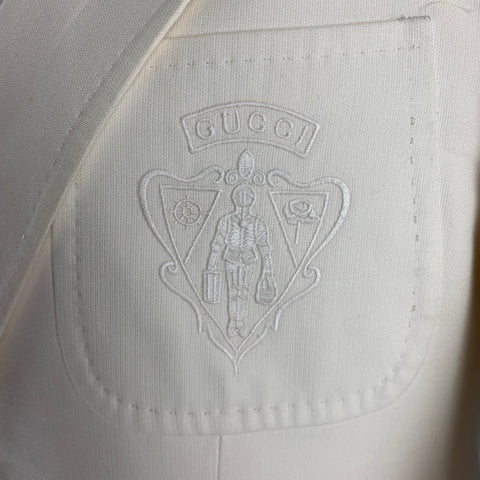 GUCCI Chest Size 40 Beige Solid Cotton Notch Lapel 32 29 Suit