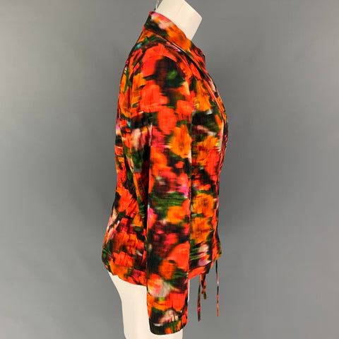 DRIES VAN NOTEN Size 4 Multi-Color Orange Cotton Blend Jacket