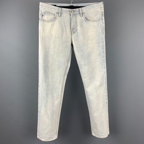 GUCCI Talla 32 Vaqueros con bragueta de botones de algodón con lavado azul claro