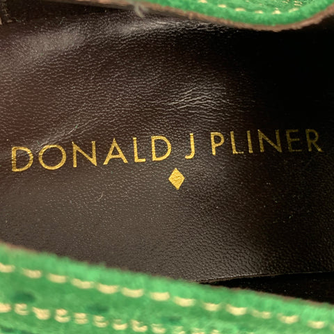 DONALD J PLINER Size 8.5 Green Perforated Suede Wingtip Lace Up Shoes