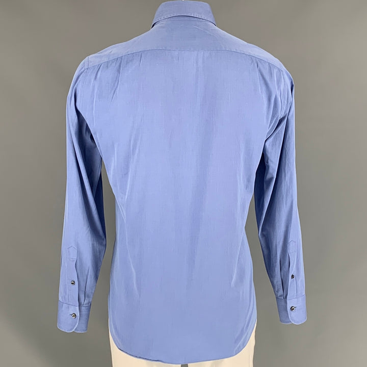 ERMANNO SCERVINO Size L Blue Solid Cotton Button Down Long Sleeve Shirt