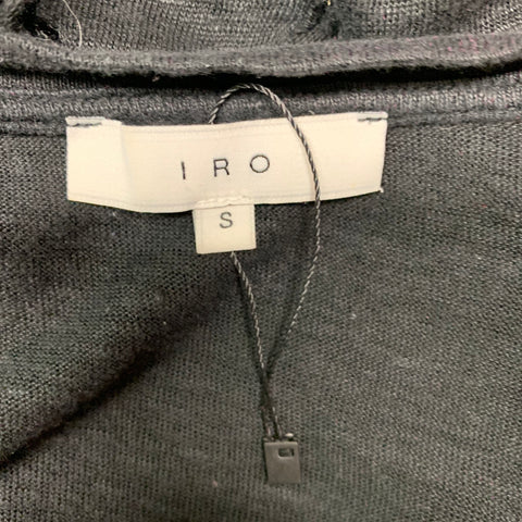 IRO Marvina Size S Black Distressed Linen Long Sleeve T-shirt