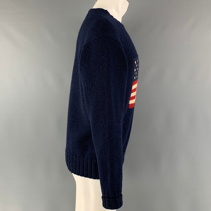 POLO par RALPH LAUREN Taille S Pull en laine drapeau rouge marine