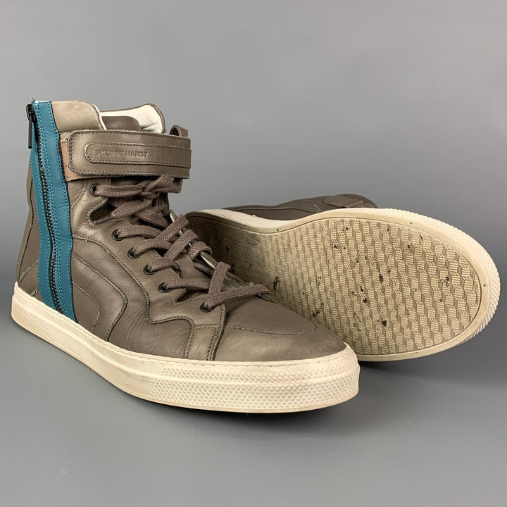 PIERRE HARDY Size 12 Grey Blue Two Toned High Top Sneakers