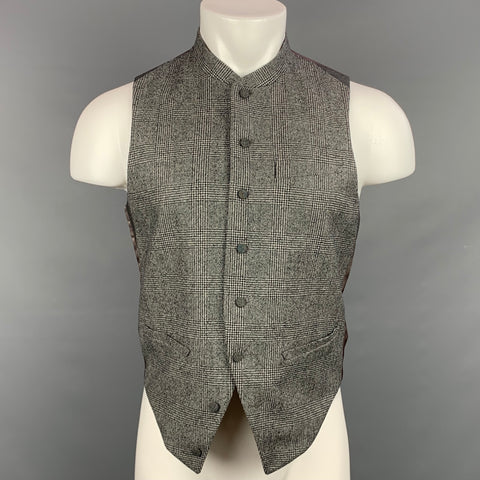 PAUL SMITH Size S Black & White Glenplaid Wool / Cashmere Vest