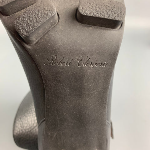 ROBERT CLERGERIE Talla 7.5 Botines de cuero de grano guijarro negro